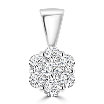Cluster Diamond Pendant with 0.50ct Diamonds in 9K White Gold - RJ9WPCLUS50GH