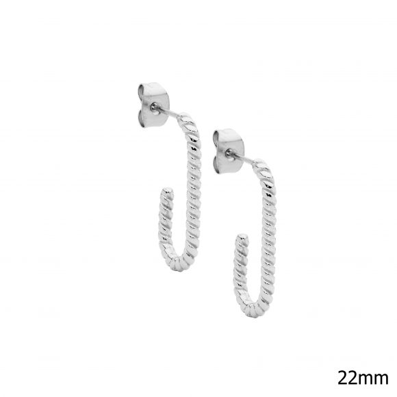 Ellani Stainless Steel 22mm Tight Twisted Hoop Earrings SE267S