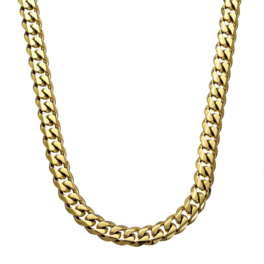 Stainless Steel Gold Plated 10mm Cuban Link Chain SSCH32G