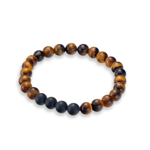 Stainless Steel Matte Onyx bead bracelet with Tiger Eye SSB263