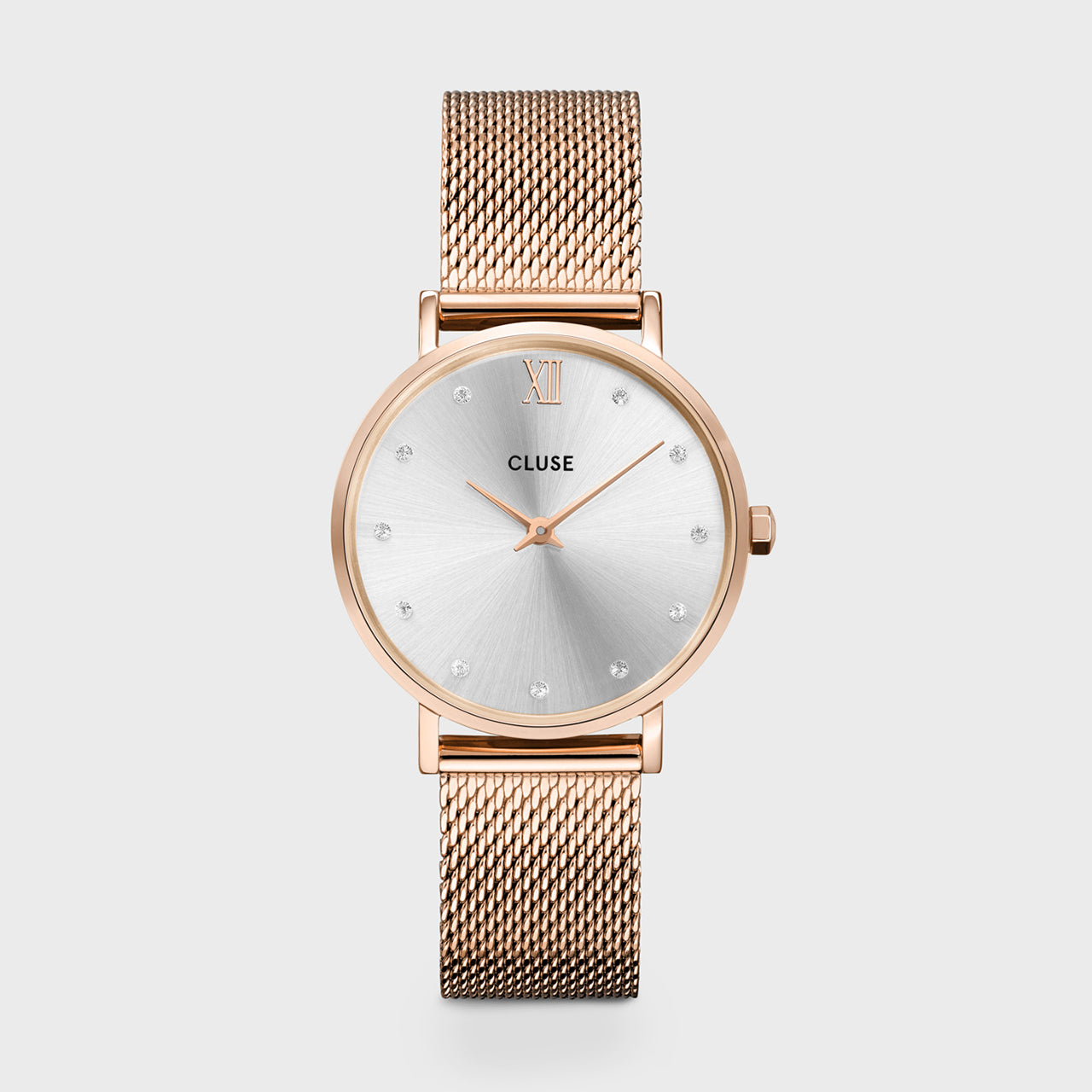 CLUSE Minuit Rose Gold Silver Crystals Rose Gold Mesh CW10205