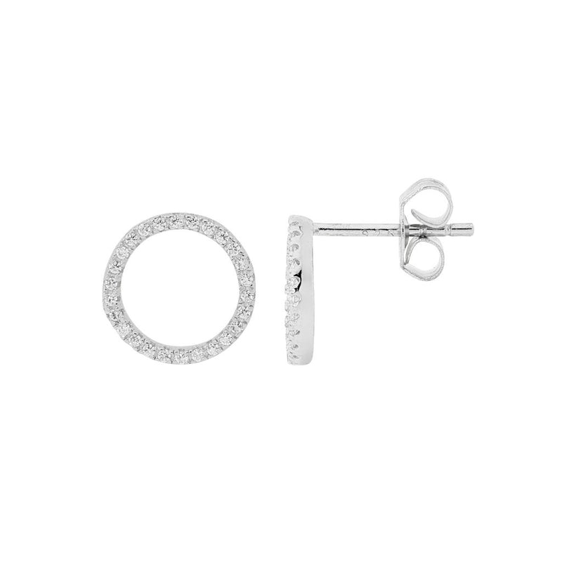 Ellani Sterling Silver Open Circle Earrings set with CZ E476S