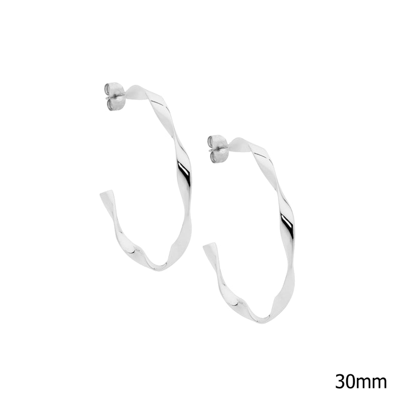 Ellani Stainless Steel Small Twist Hoop Earrings SE230S-3