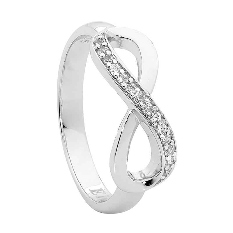 Ellani Sterling Silver CZ Infinity Ring R428S