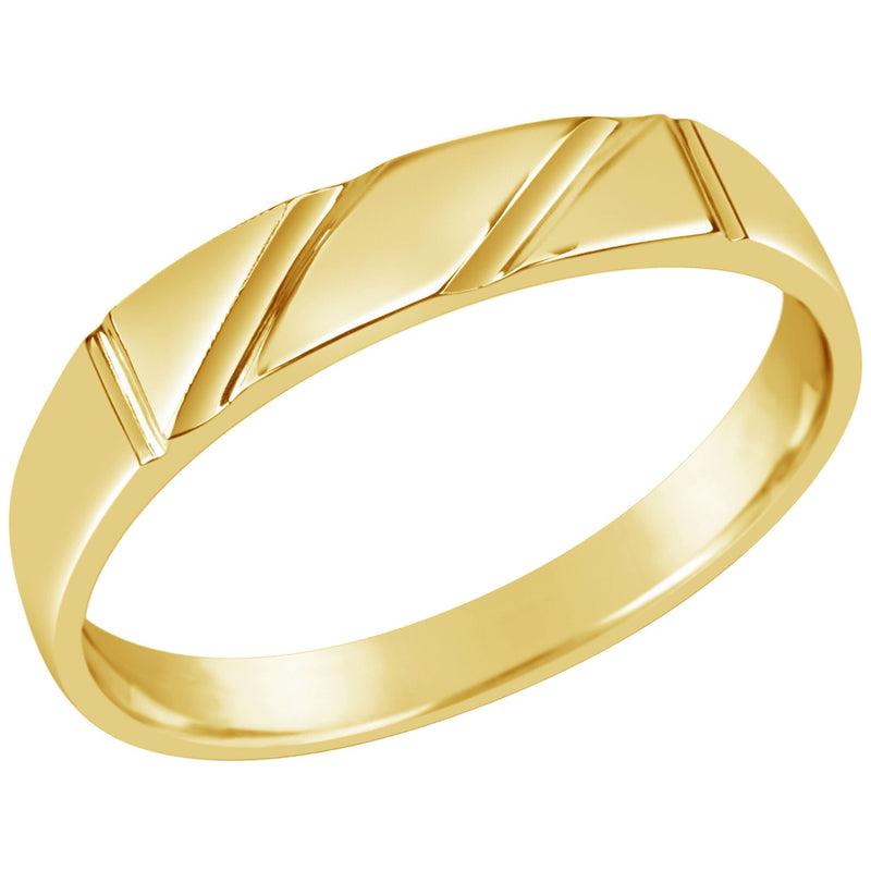 Gents 9K Yellow Gold Dress Ring Q73 Two Lines