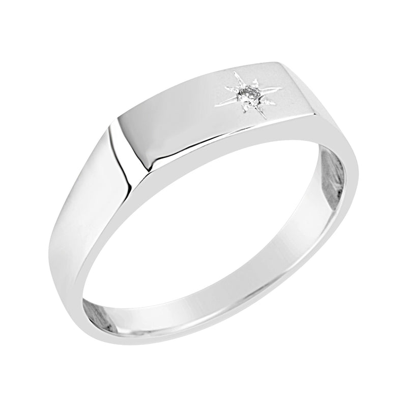 Gents Sterling Silver Dress Ring "Star" Diamond Design Q208