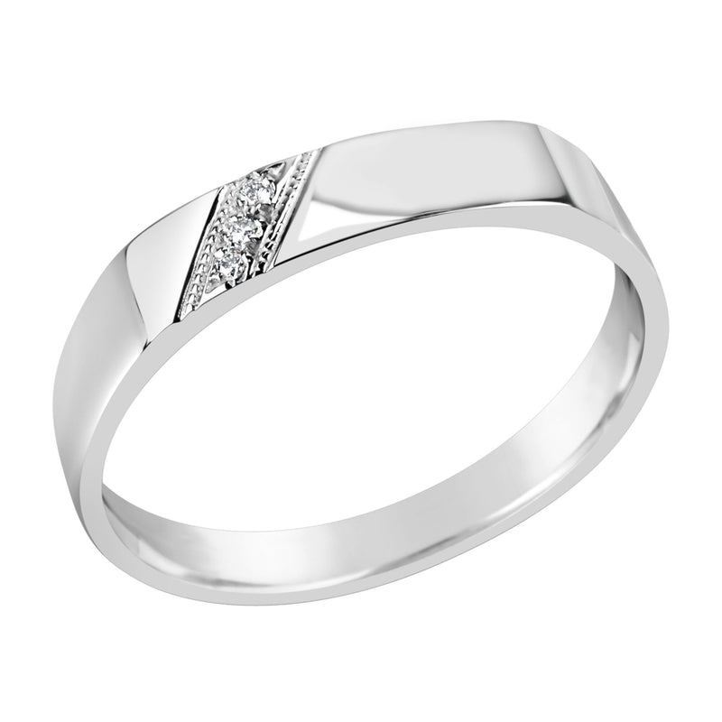 Gents Sterling Silver Dress Ring With 3 Diamonds Q205
