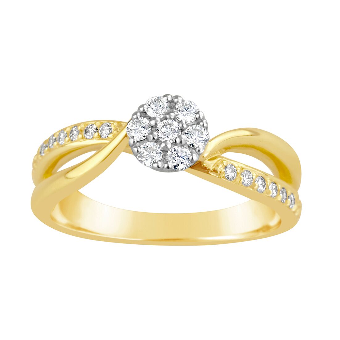 Ladies Fancy Diamond Cross Over Ring E1353.9Y