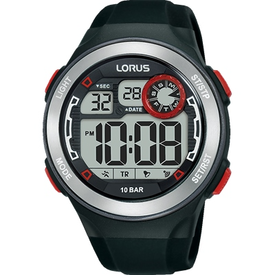 Lorus Digital Multi-Timer Watch w Red Highlights R2381NX-9