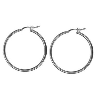 Large silver hoops 30mm