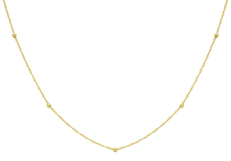 9K Yellow Gold Solid Ball Twist Necklace 45cm