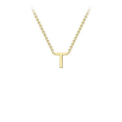 9K Yellow Gold 'T' Initial Adjustable Necklace 38cm/43cm  Australia