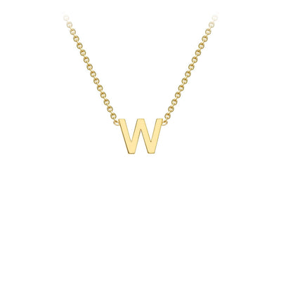 9K Yellow Gold 'W' Initial Adjustable Necklace 38cm/43cm  Australia