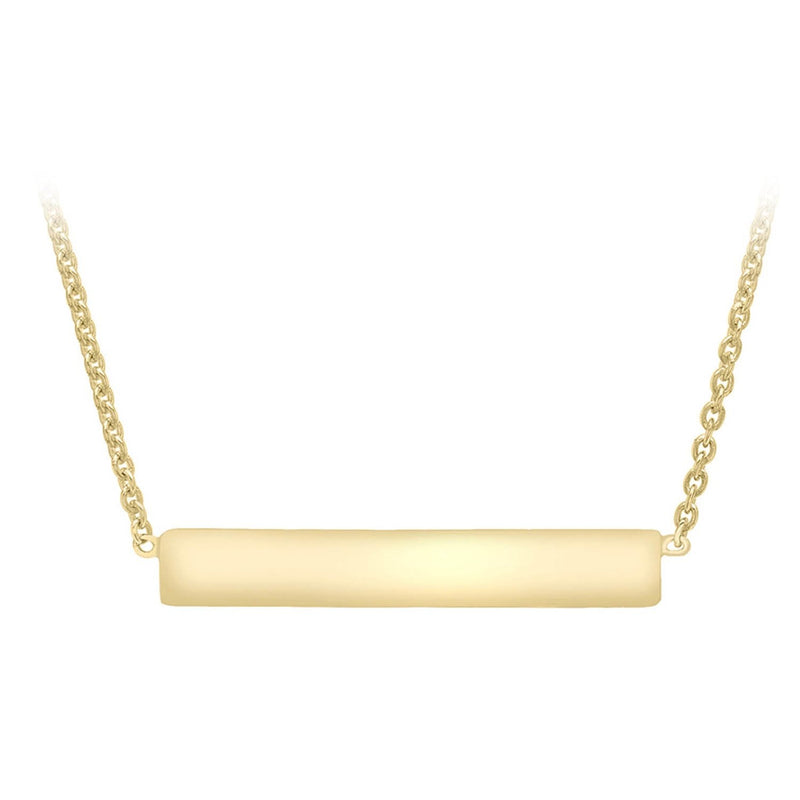 9K Yellow Gold 22mm x 3mm Horizontal-Bar Adjustable Necklace 41cm-43cm