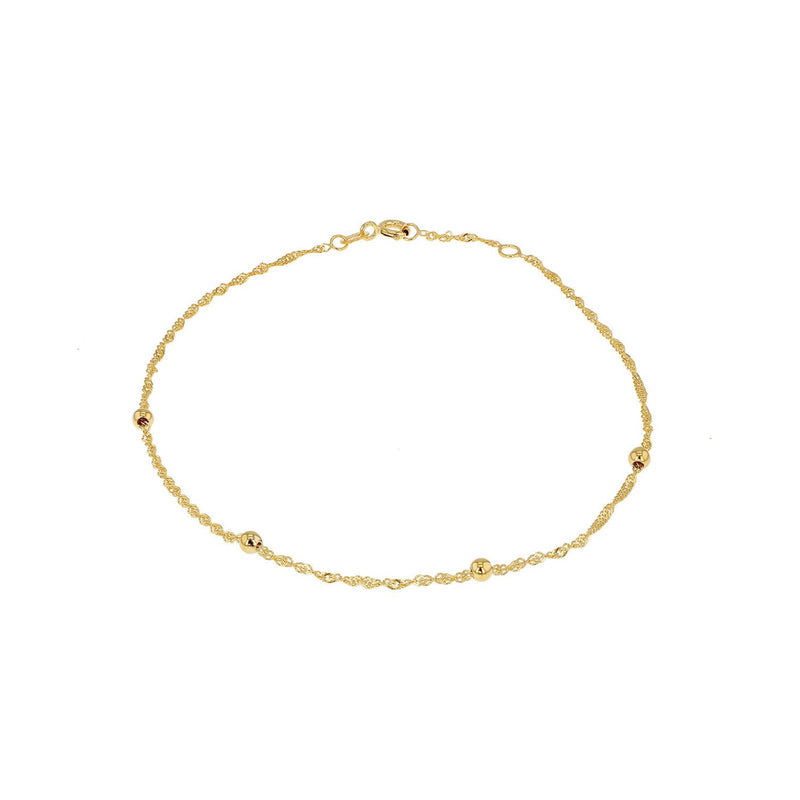 9K Yellow Gold Solid Ball Twist Necklace 45cm
