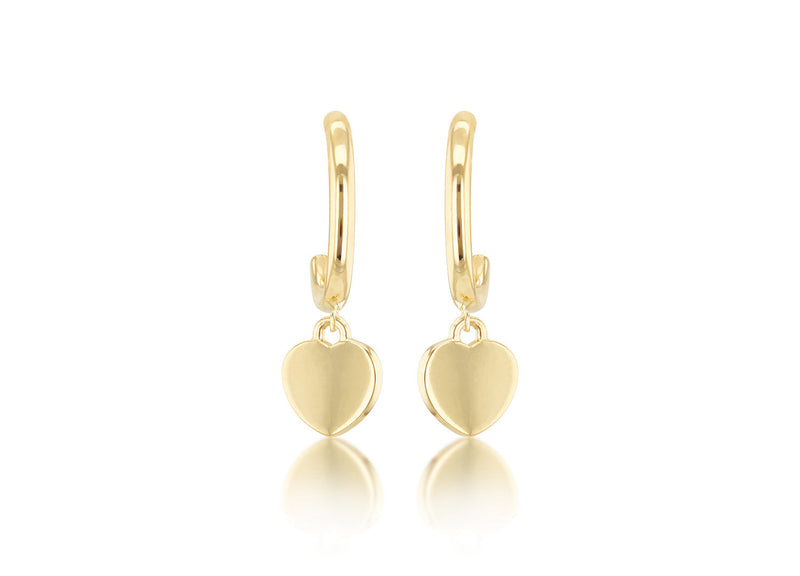 9K Yellow Gold Heart Drop Earring
