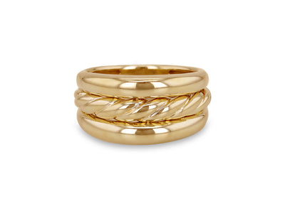 9K Yellow Gold Wide Rope Ring