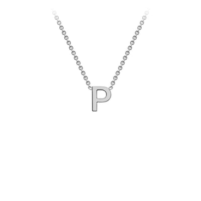9K White Gold 'P' Initial Adjustable Necklace 38cm/43cm  Australia
