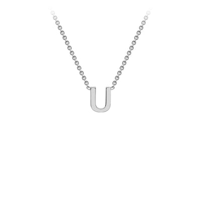 9K White Gold 'U' Initial Adjustable Necklace 38cm/43cm  Australia