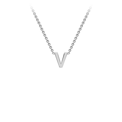 9K White Gold 'V' Initial Adjustable Necklace 38cm/43cm  Australia