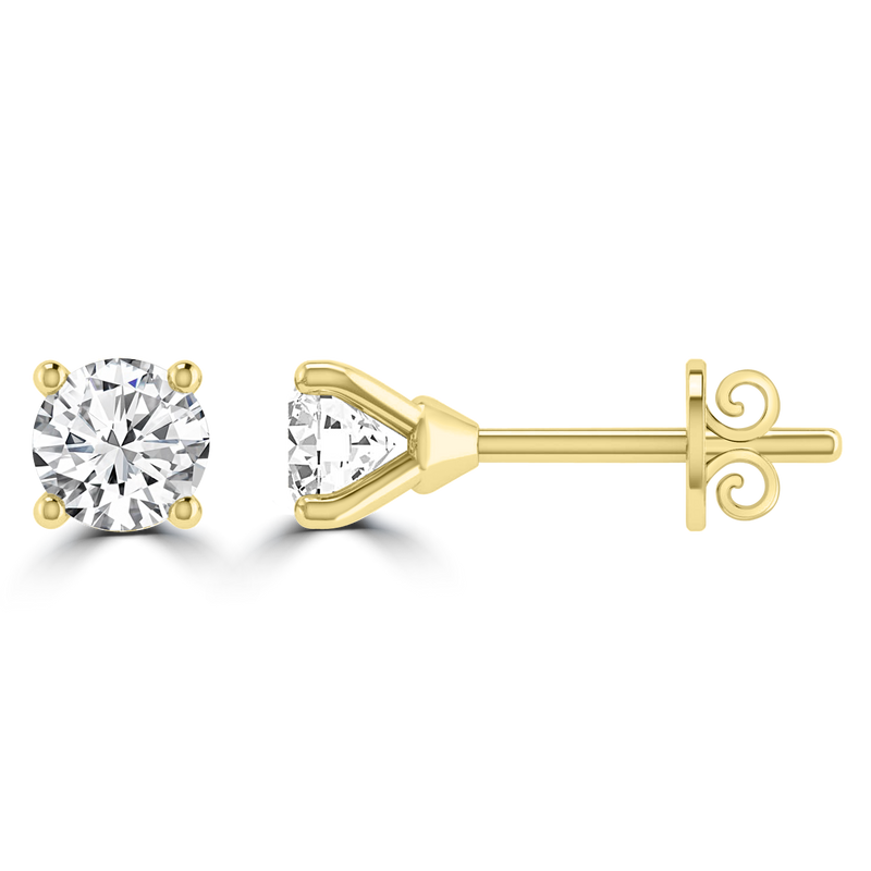 0.50ct GH I1 Diamond 4 Claw Studs in 9K Yellow Gold