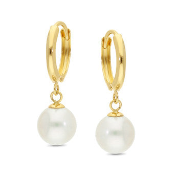 9ct Yellow Gold Freshwater Pearl Huggie Drop Earrings E827-9YPF