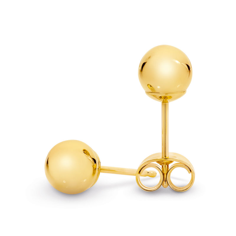 9ct Yellow Gold Round 4mm Ball Stud Earrings