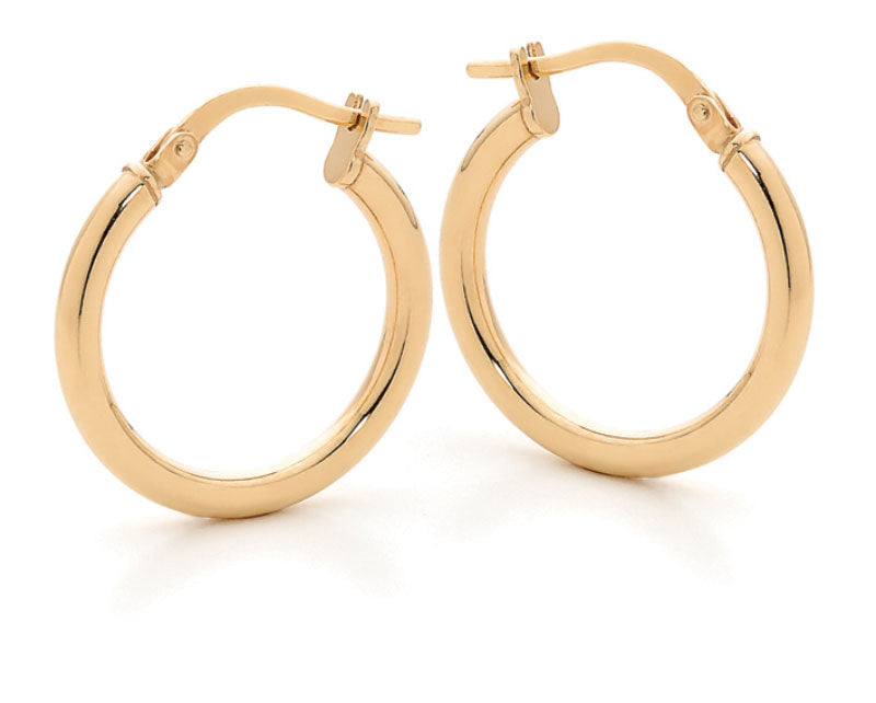9ct Yellow Gold & Silver Bonded Plain Hoop Earrings IE0926-9YSS