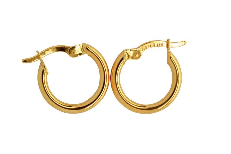 9ct Yellow Gold & Silver Bonded Plain Hoop Earrings IE1213-9YSS