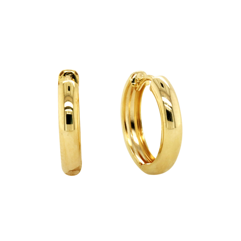 9ct Yellow Gold & Silver Bonded Plain Huggie Earrings IE1575-9YSS
