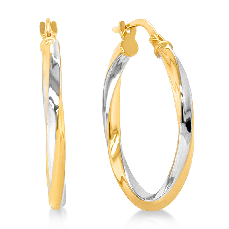 9ct Yellow Gold & Silver Bonded Twisted Hoop Earrings IE1615-9YSS