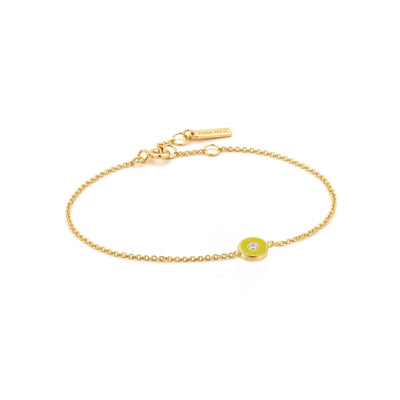 Ania Haie Neon Yellow Enamel Disc Gold Bracelet