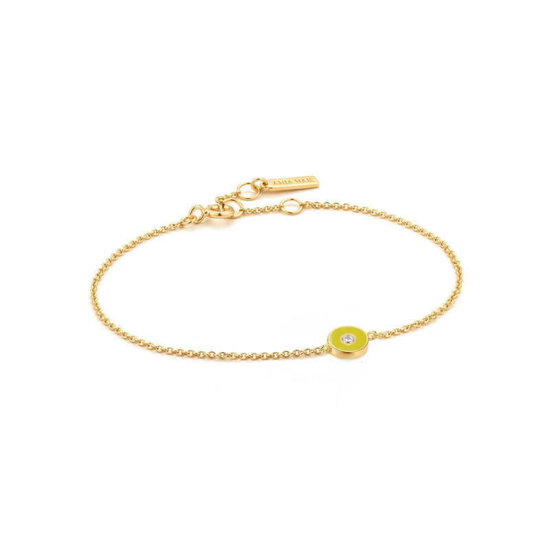 Ania Haie Neon Yellow Enamel Disc Gold Bracelet
