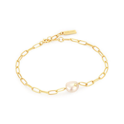 Ania Haie Gold Pearl Sparkle Chunky Chain Bracelet