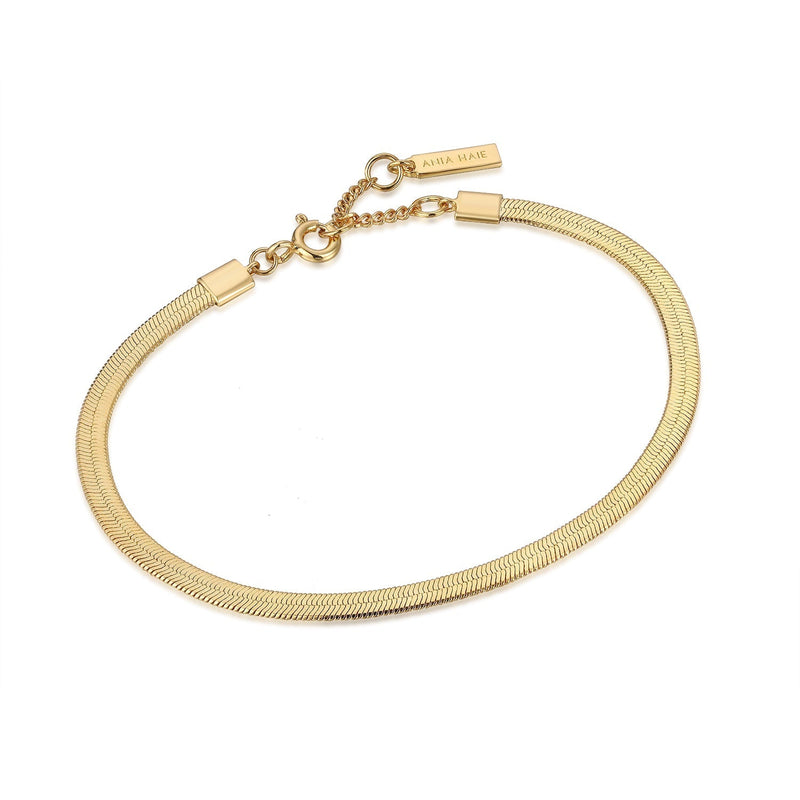 Ania Haie Gold Flat Snake Chain Bracelet