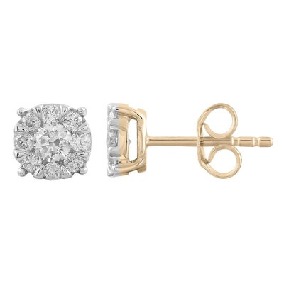 Stud Earrings with 0.50ct Diamonds in 9K Yellow Gold
