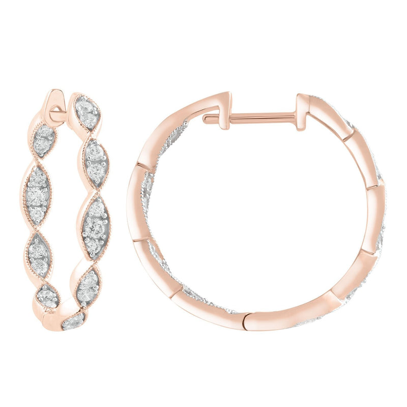 Inside Out Hoops with 0.50ct Diamonds in 9K Rose Gold
