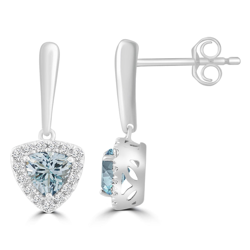 Aquamarine Earrings with 0.20ct Diamonds in 9K White Gold