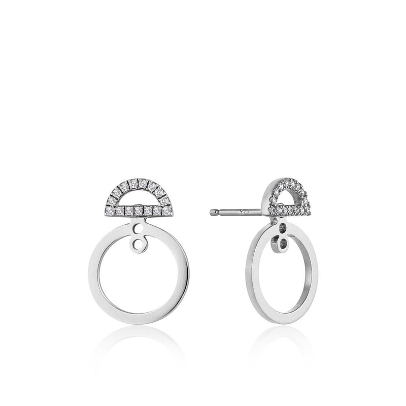 Ania Haie Shimmer Pave Hoop Ear Jackets - Silver