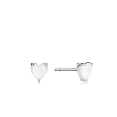 Ania Haie Silver Mother of Pearl Heart Stud Earrings