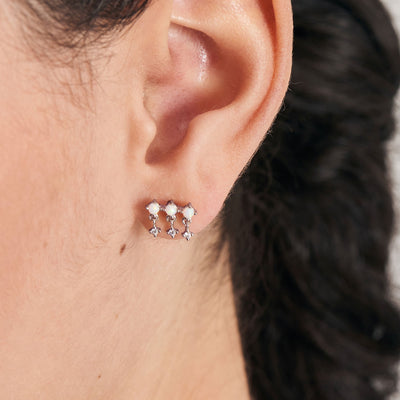 Ania Haie Silver Kyoto Opal Drop Sparkle Barbell Single Earring
