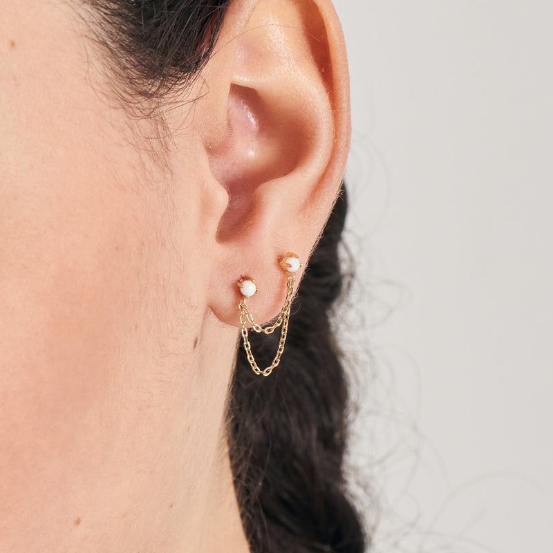 Ania Haie Gold Kyoto Opal Drop Chain Barbell Single Earring