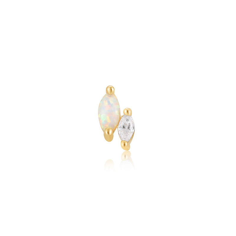 Ania Haie Gold Kyoto Opal and Sparkle Marquise Barbell Single Earring