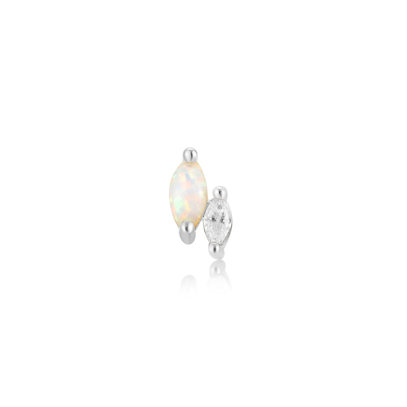 Ania Haie Silver Kyoto Opal and Sparkle Marquise Barbell Single Earring