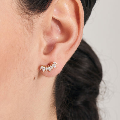Ania Haie Gold Sparkle Marquise Climber Barbell Single Earring