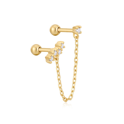 Ania Haie Gold Celestial Drop Chain Barbell Single Earring