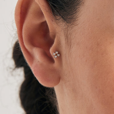 Ania Haie Silver Sparkle Cross Barbell Single Earring