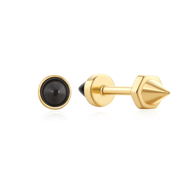 Ania Haie Gold Black Agate Point Barbell Earrings