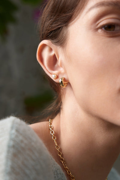 Ania Haie Gold Sparkle Wide Huggie Hoop Earrings