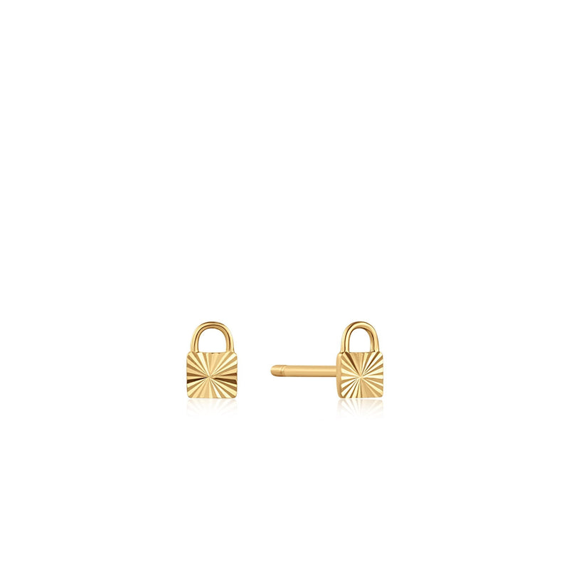 Ania Haie 14kt Gold Padlock Stud Earrings